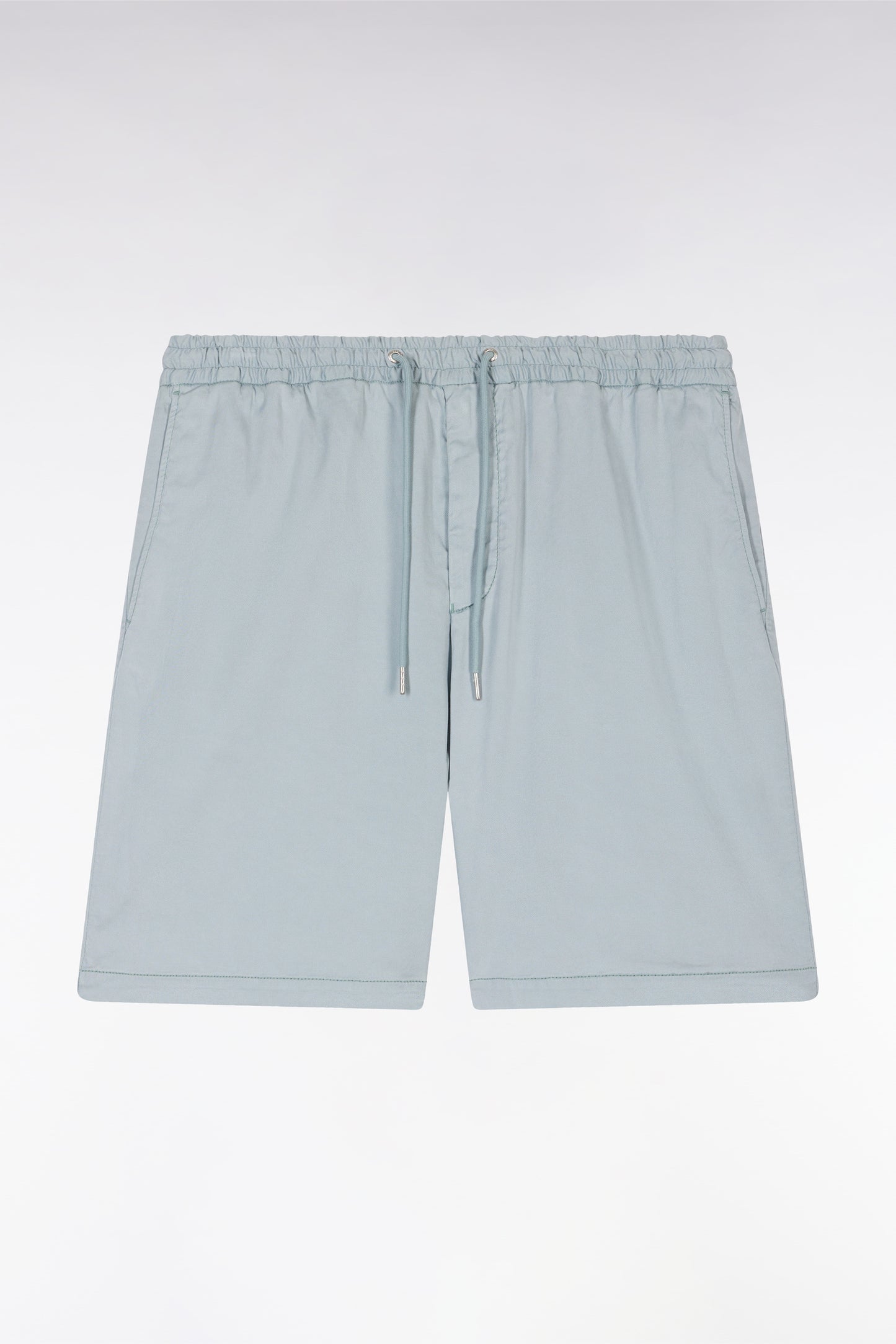 Bermuda à taille élastiquée en lyocell et coton stretch gris moyen