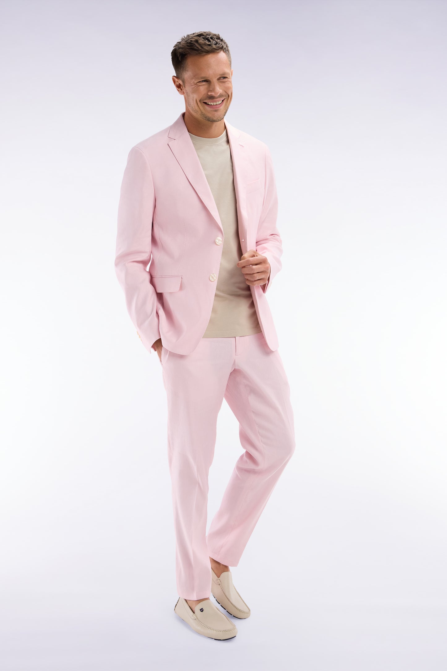 Pink linen and stretch cotton elasticated pants