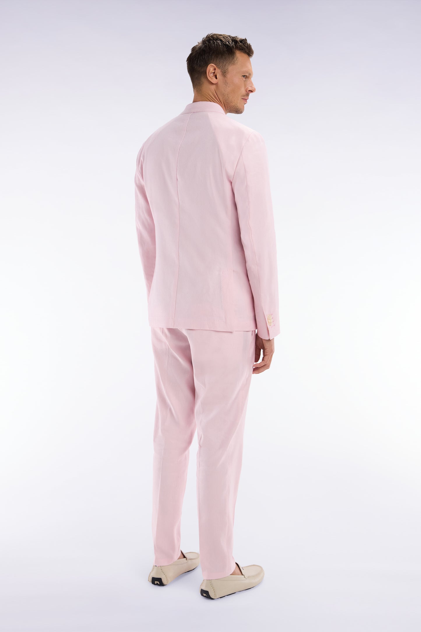 Pink linen and stretch cotton elasticated pants
