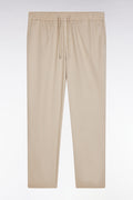 Pantalon chino à taille élastique en coton et lyocell stretch beige