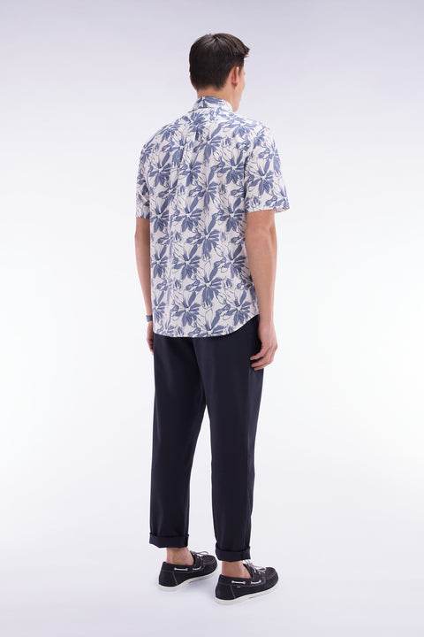 Elastic chinos in navy stretch cotton - lyocell blend - Image 3