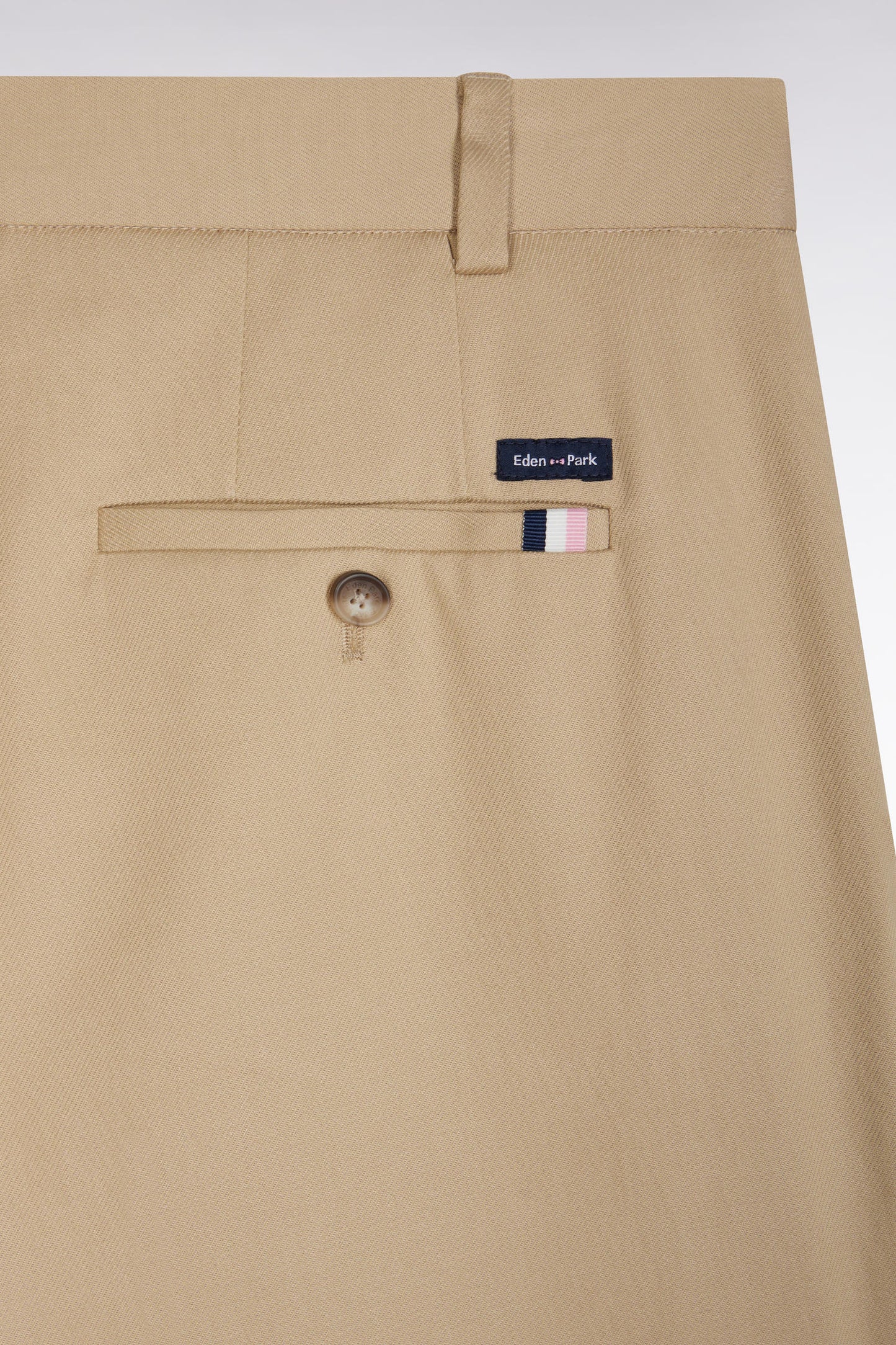 Pantalon à plis jambes larges en lyocell et coton stretch beige