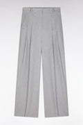 Pantalon à jambes larges en coton stretch gris coupe oversized