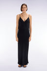 Straight cut black viscose slip dress