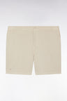 Elastic waist shorts in plain beige stretch cotton