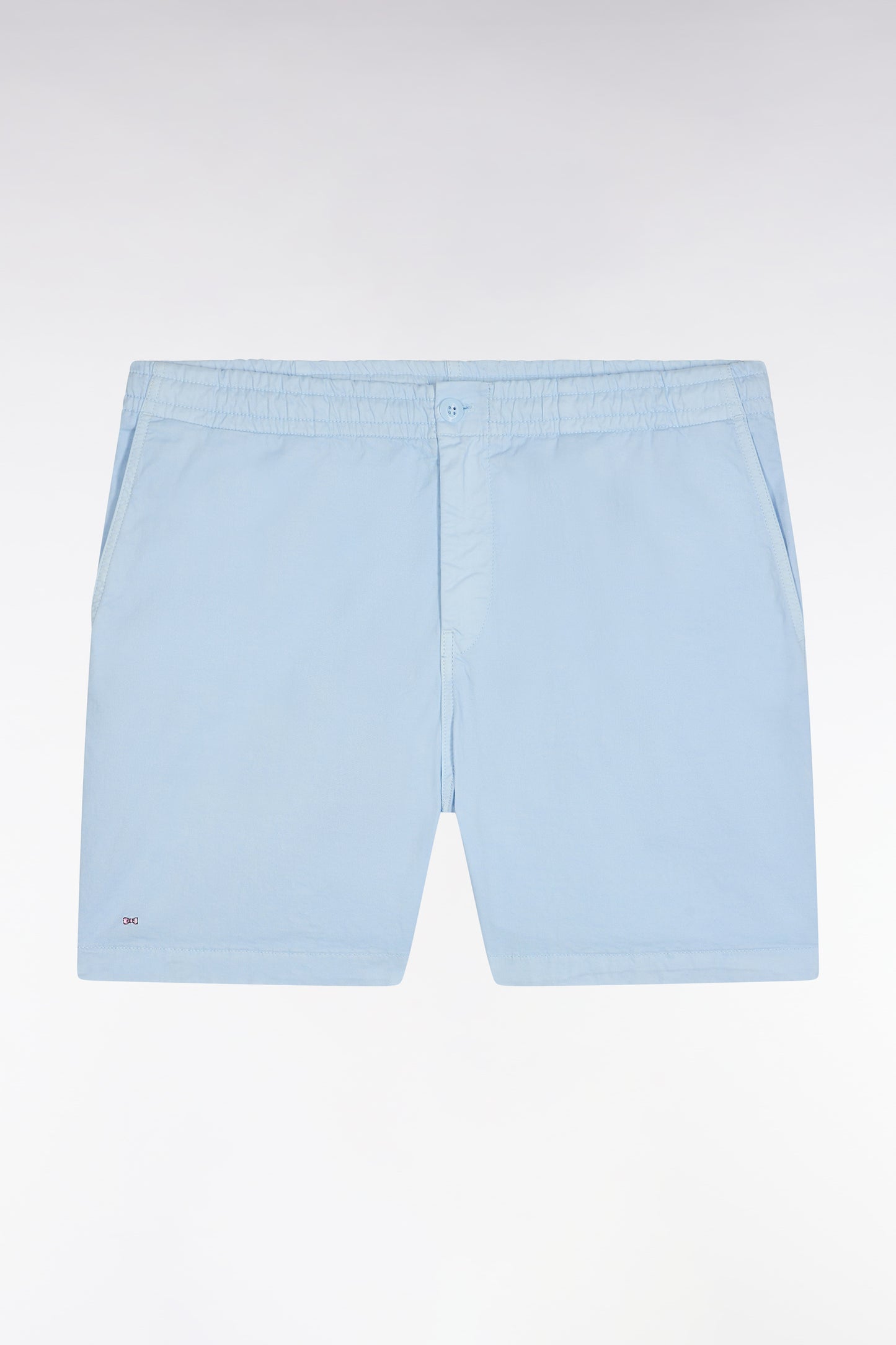 Short à taille élastique en coton stretch uni ciel