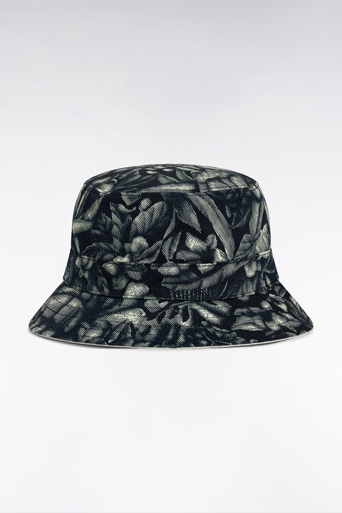 Reversible bucket hat with navy palm print - Image 1