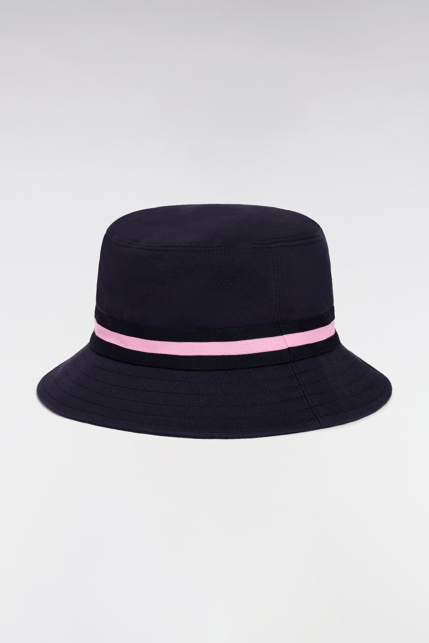 Navy bucket hat in cotton piqué with pink accents
