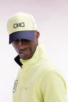 Yellow cotton jersey cap with striped bow tie logo