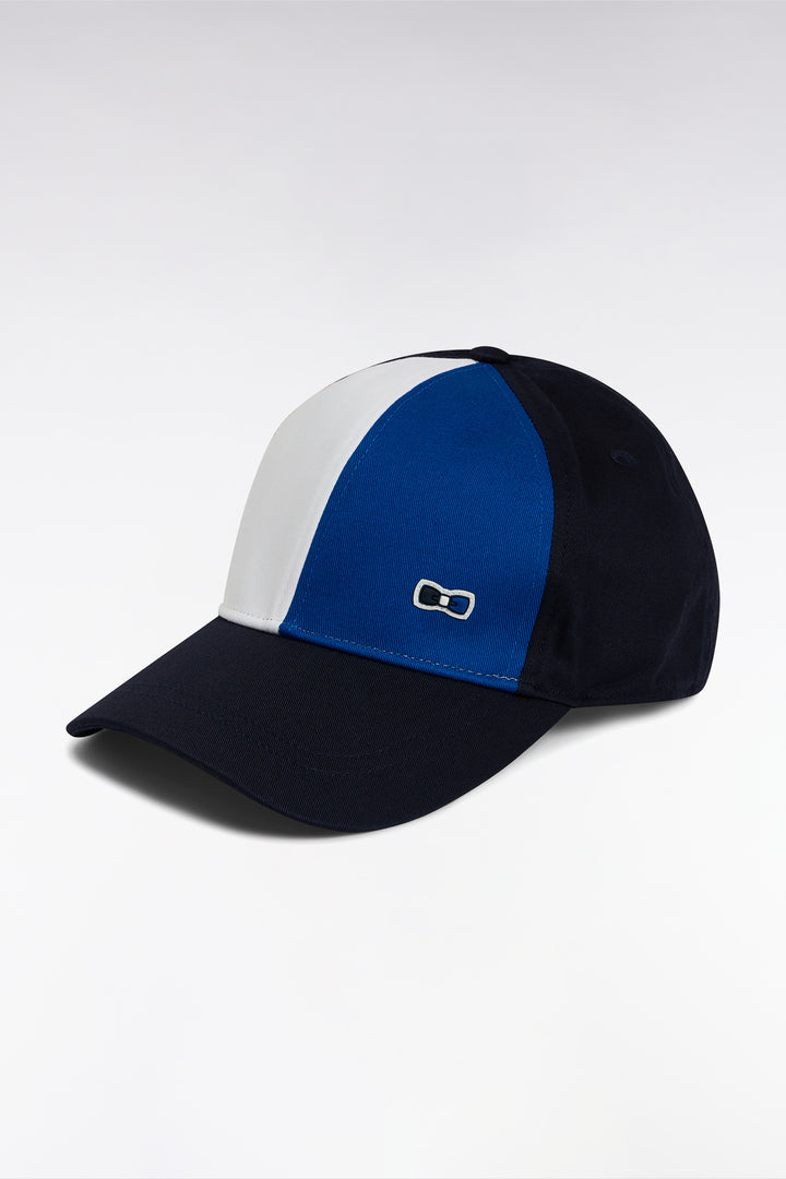 Casquette tricolore en twill de coton marine