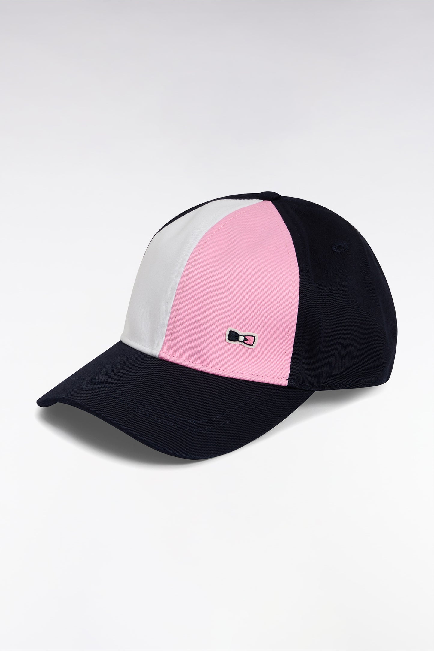 Casquette tricolore en twill de coton rose