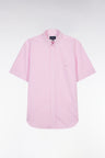 Straight short-sleeved shirt in pink gingham cotton