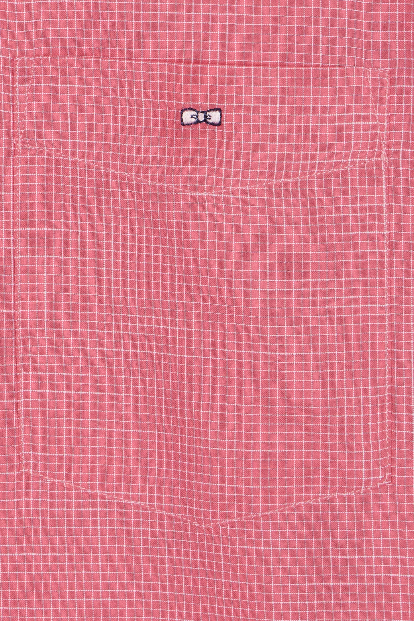 Chemise à manches courtes à microcarreaux en coton rose coupe droite