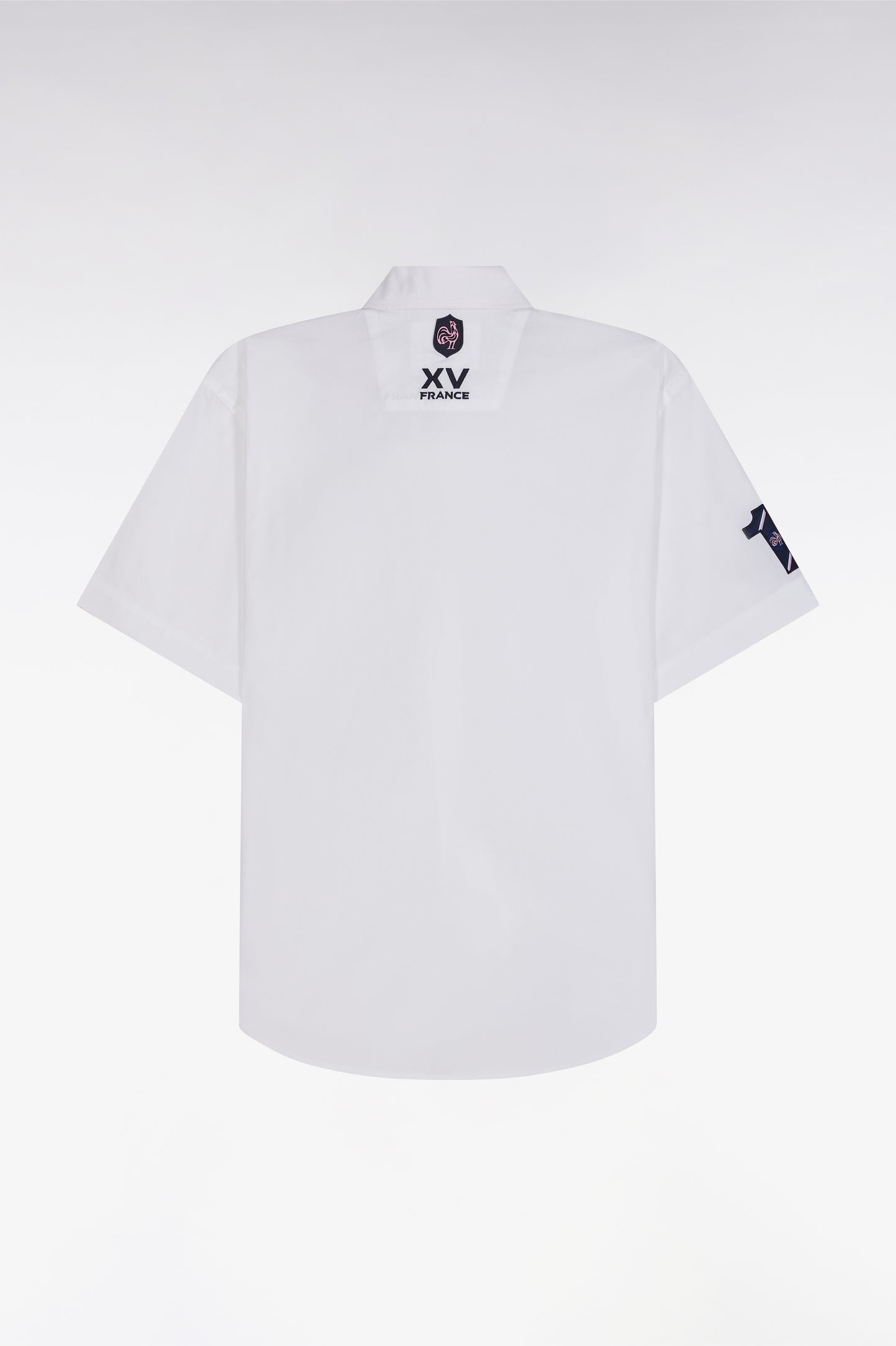 XV de France short sleeved white cotton shirt
