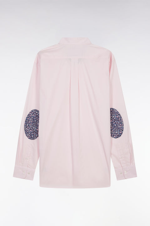 Straight-fit pink cotton shirt with elbow patch - Image 2