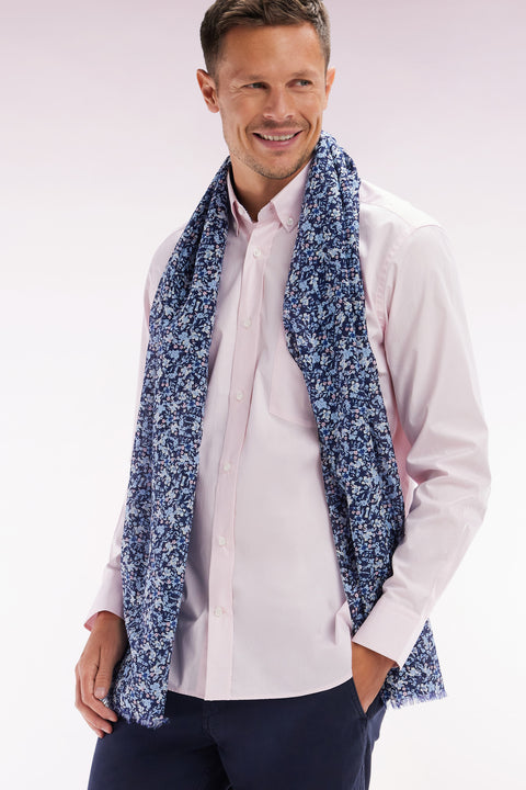 Straight-fit pink cotton shirt with elbow patch - Image 3