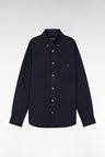 Straight-fit navy linen shirt