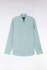 Straight-fit sea green linen shirt