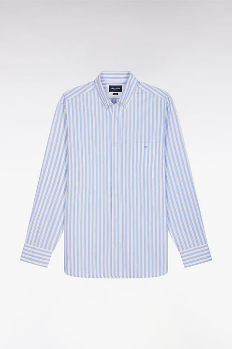 Straight-fit striped light grey cotton shirt - Image 2