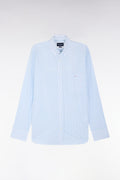 Chemise en coton rayée bleu ciel coupe droite