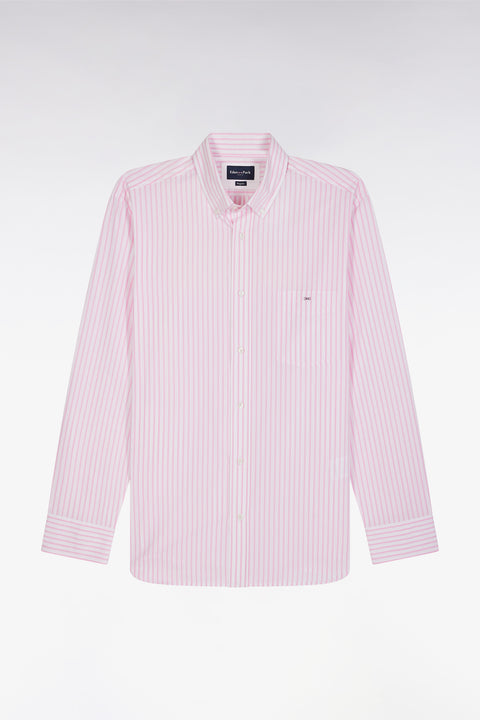 Straight-fit striped pink cotton shirt - Image 2