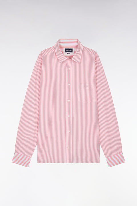 Straight-fit pink striped cotton shirt - Image 2