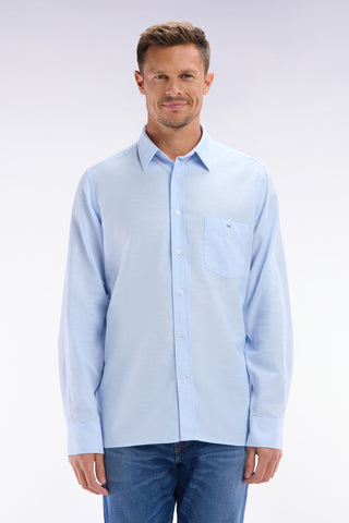 Sky blue cotton shirt with patch pocket