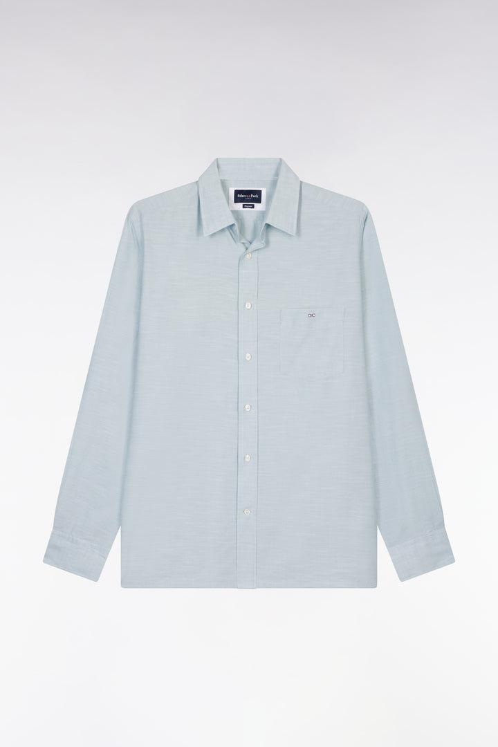 Chemise unie à poche plaquée en coton gris foncé