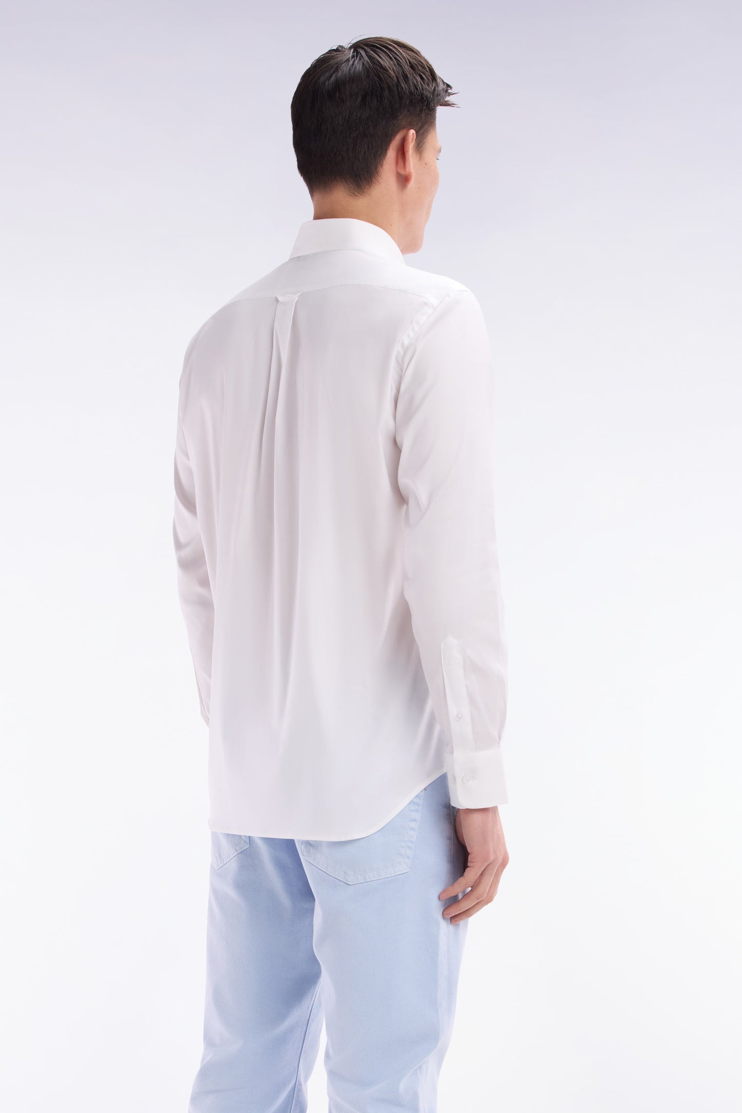 Chemise en twill de coton blanc unie coupe droite