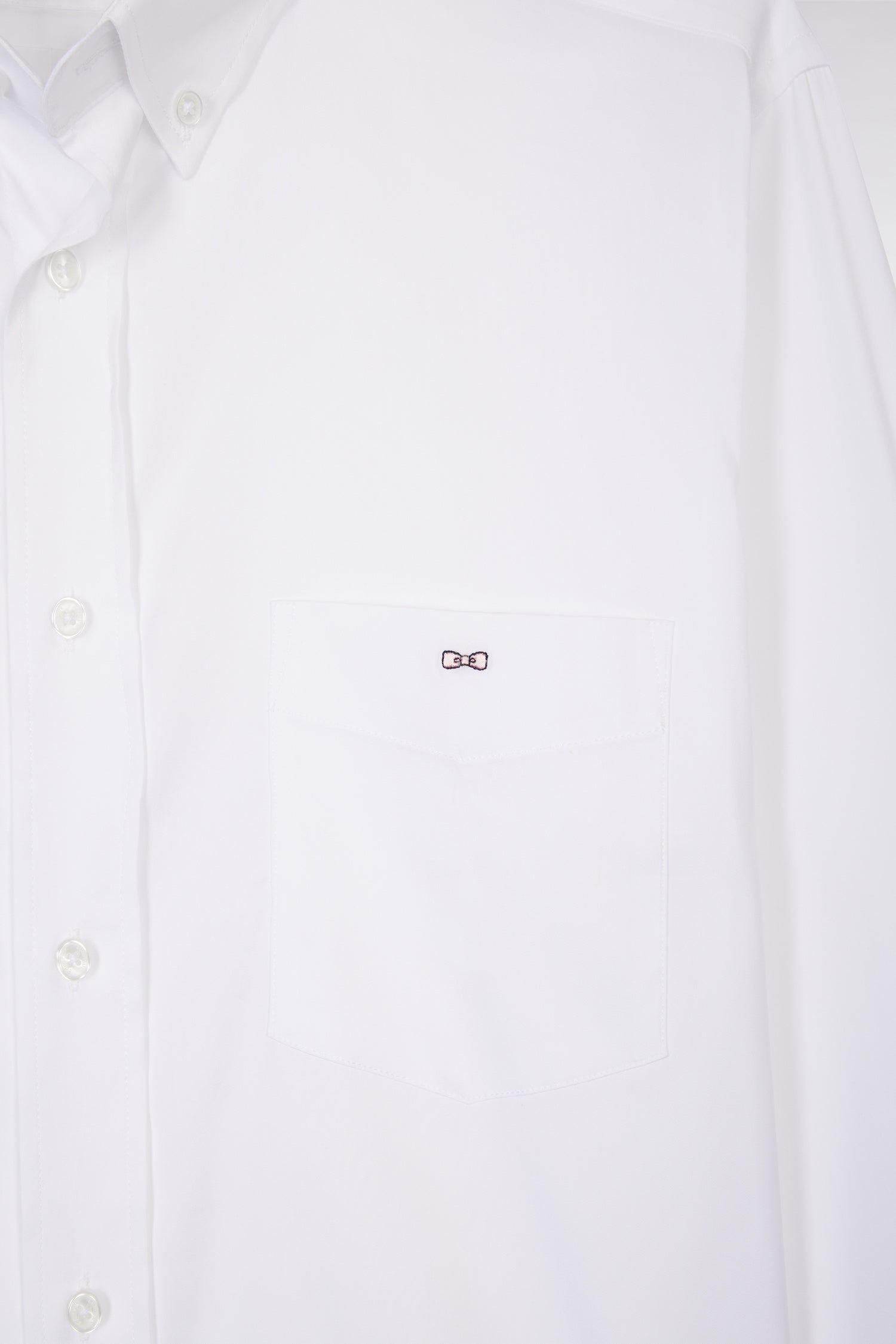 Chemise en twill de coton blanc unie coupe droite