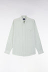 Straight-fit green gingham micro-checked cotton poplin shirt