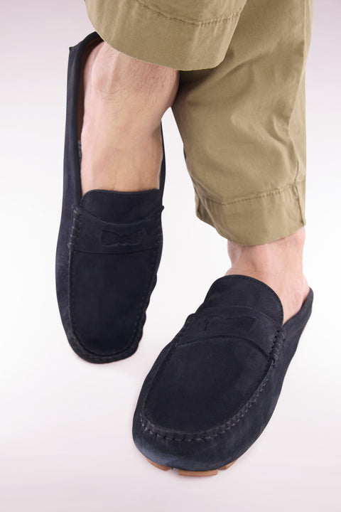 Navy suede leather loafers - Image 2