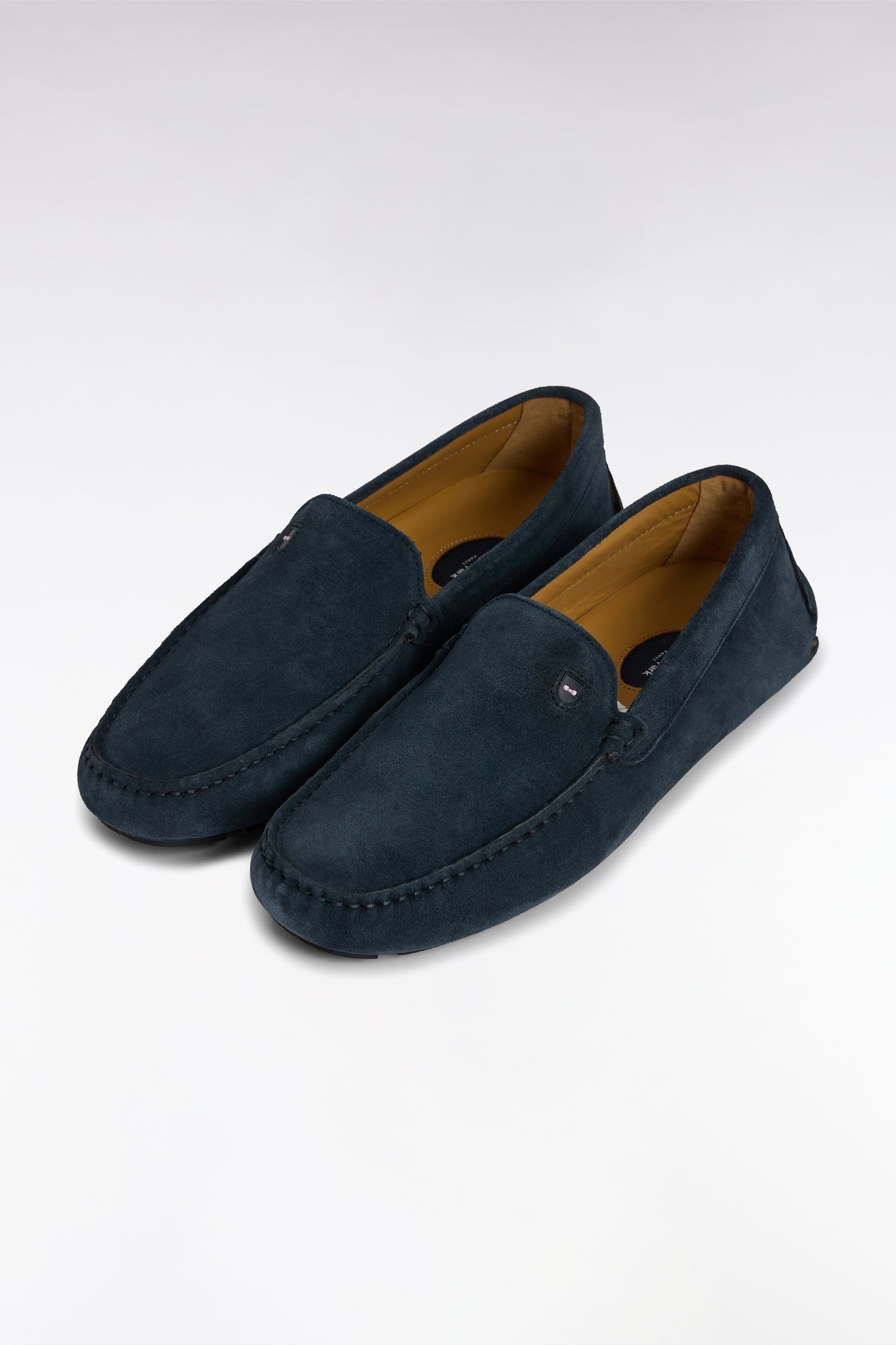 Navy suede leather loafers