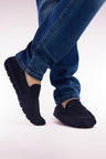 Black suede leather loafers