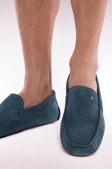 Blue suede leather loafers - Image 2