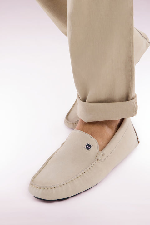 Ecru suede leather loafers - Image 2