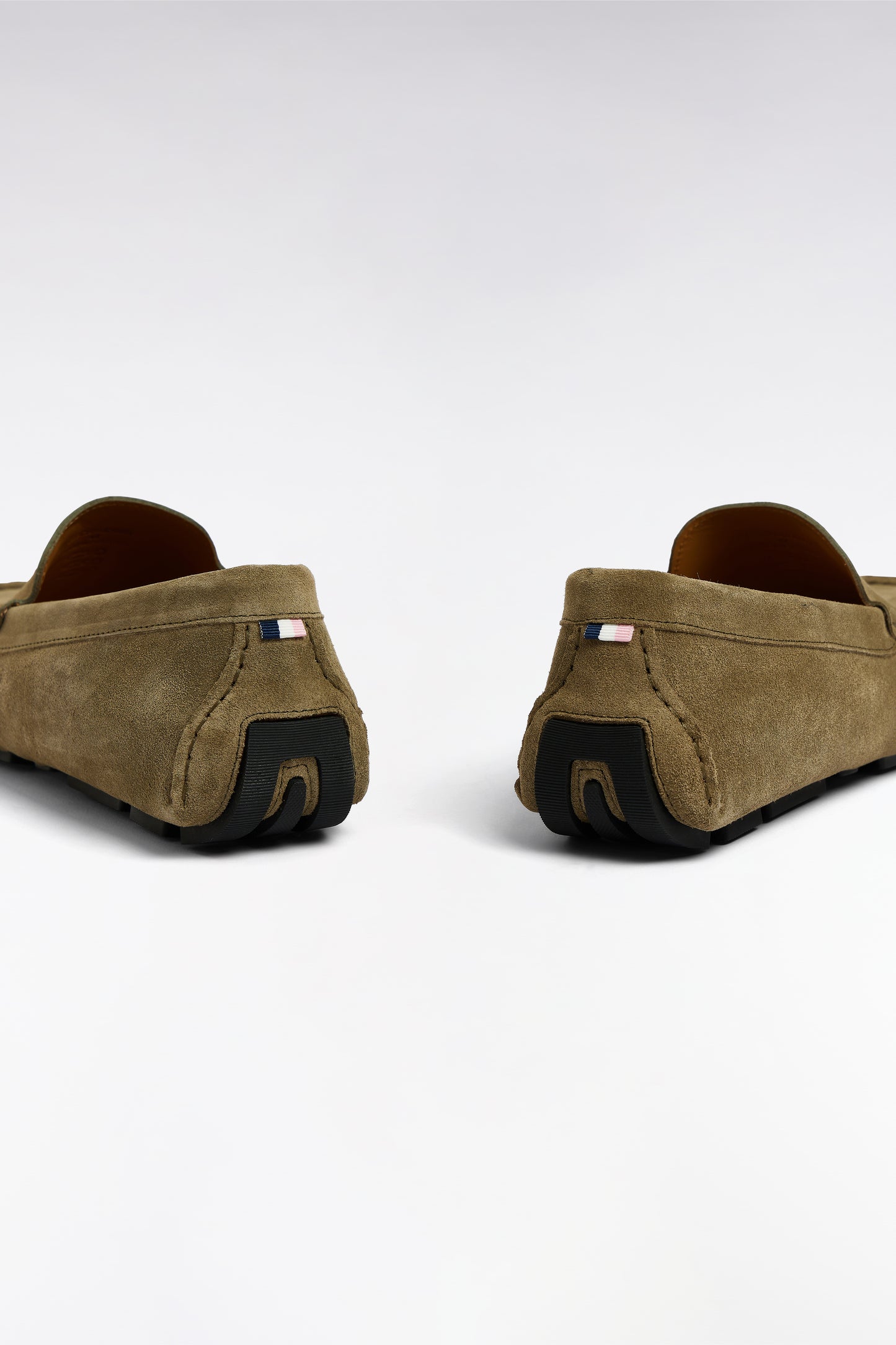 Khaki suede leather loafers