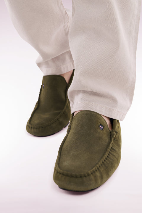 Khaki suede leather loafers - Image 2