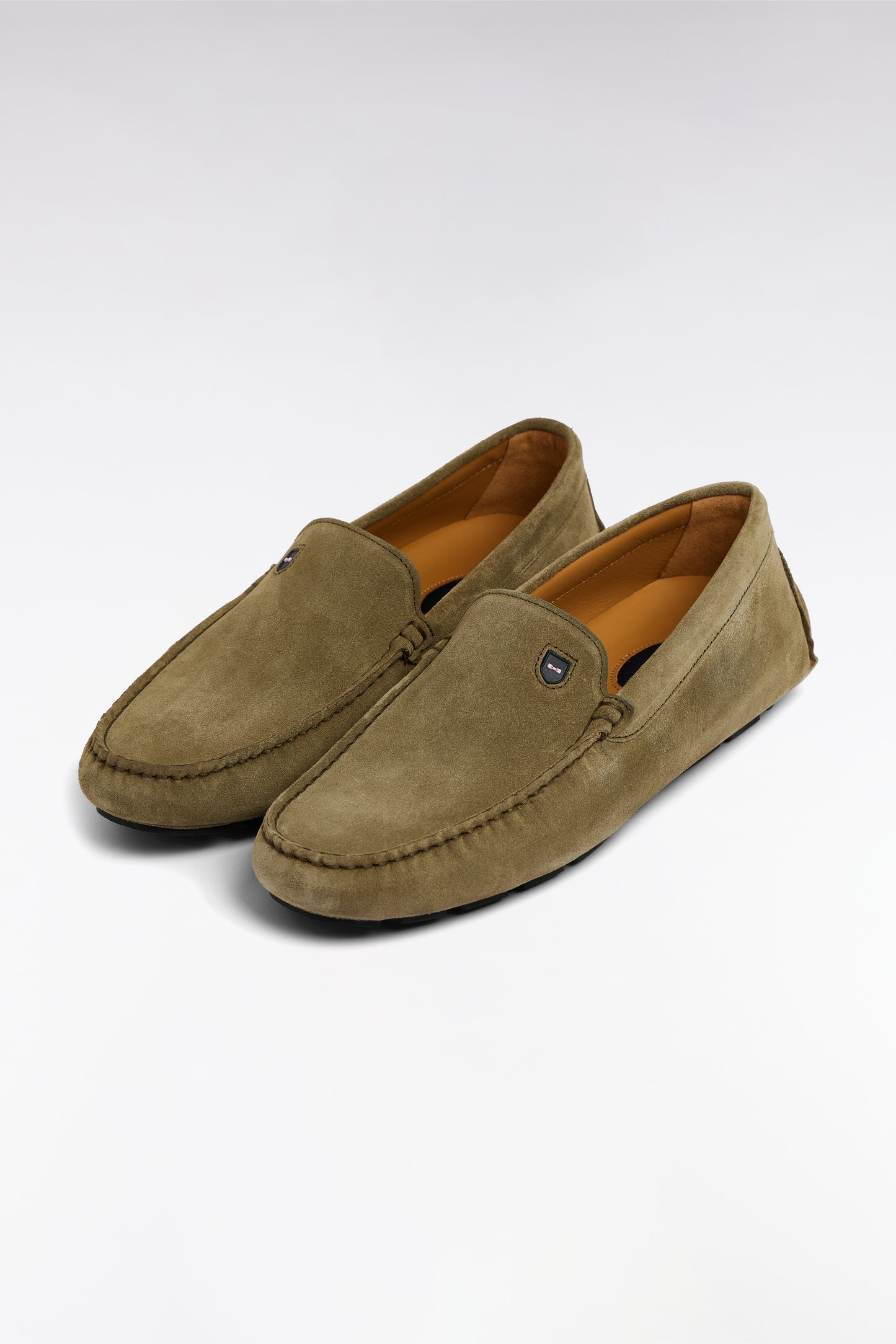 Khaki suede leather loafers