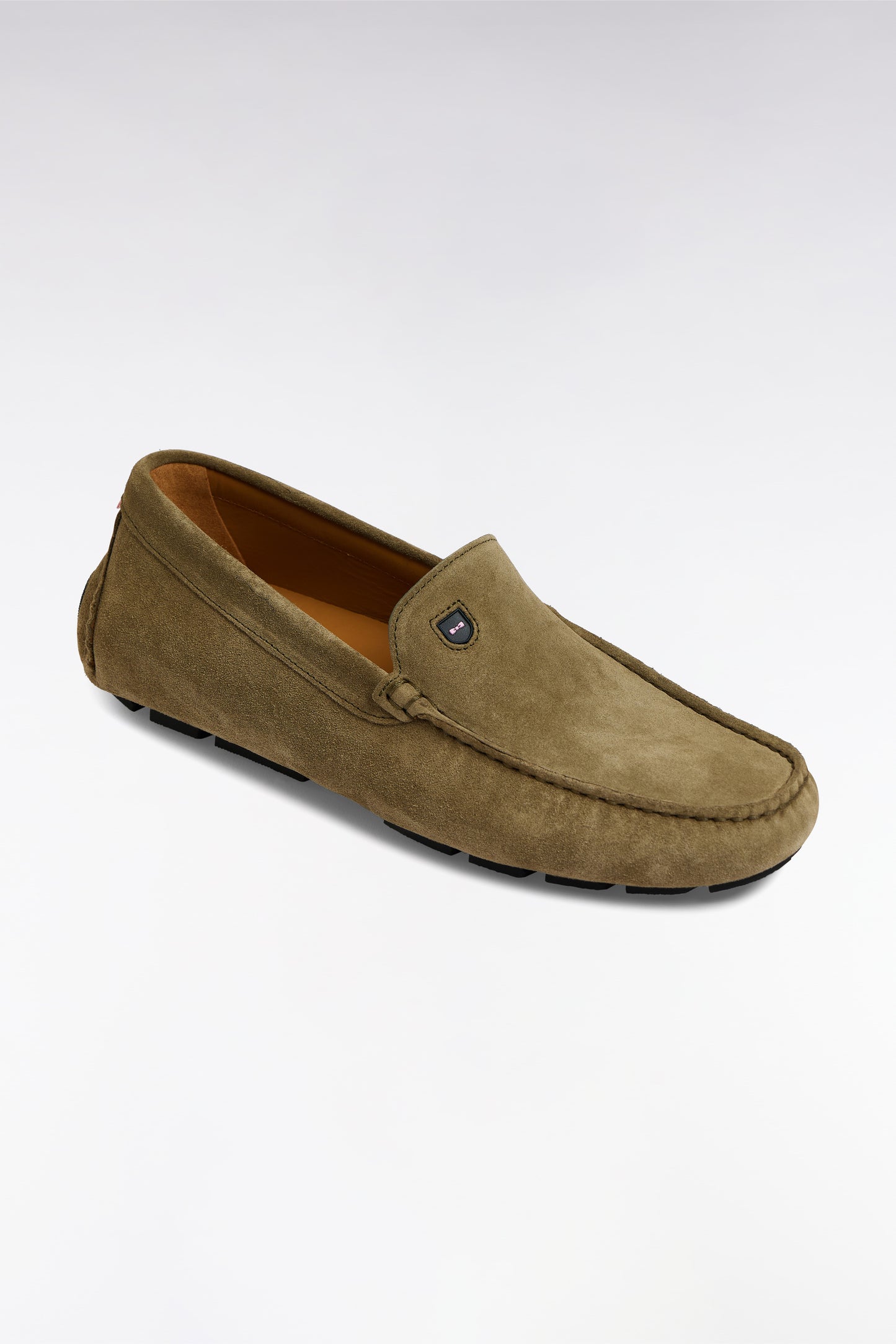 Khaki suede leather loafers