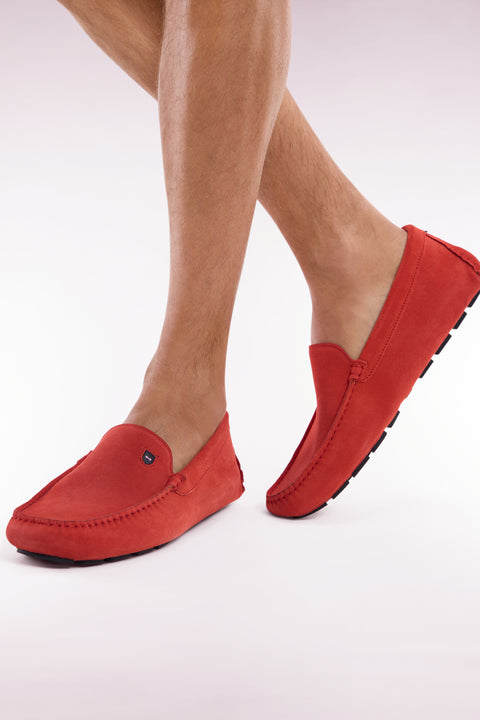 Red suede leather loafers - Image 2