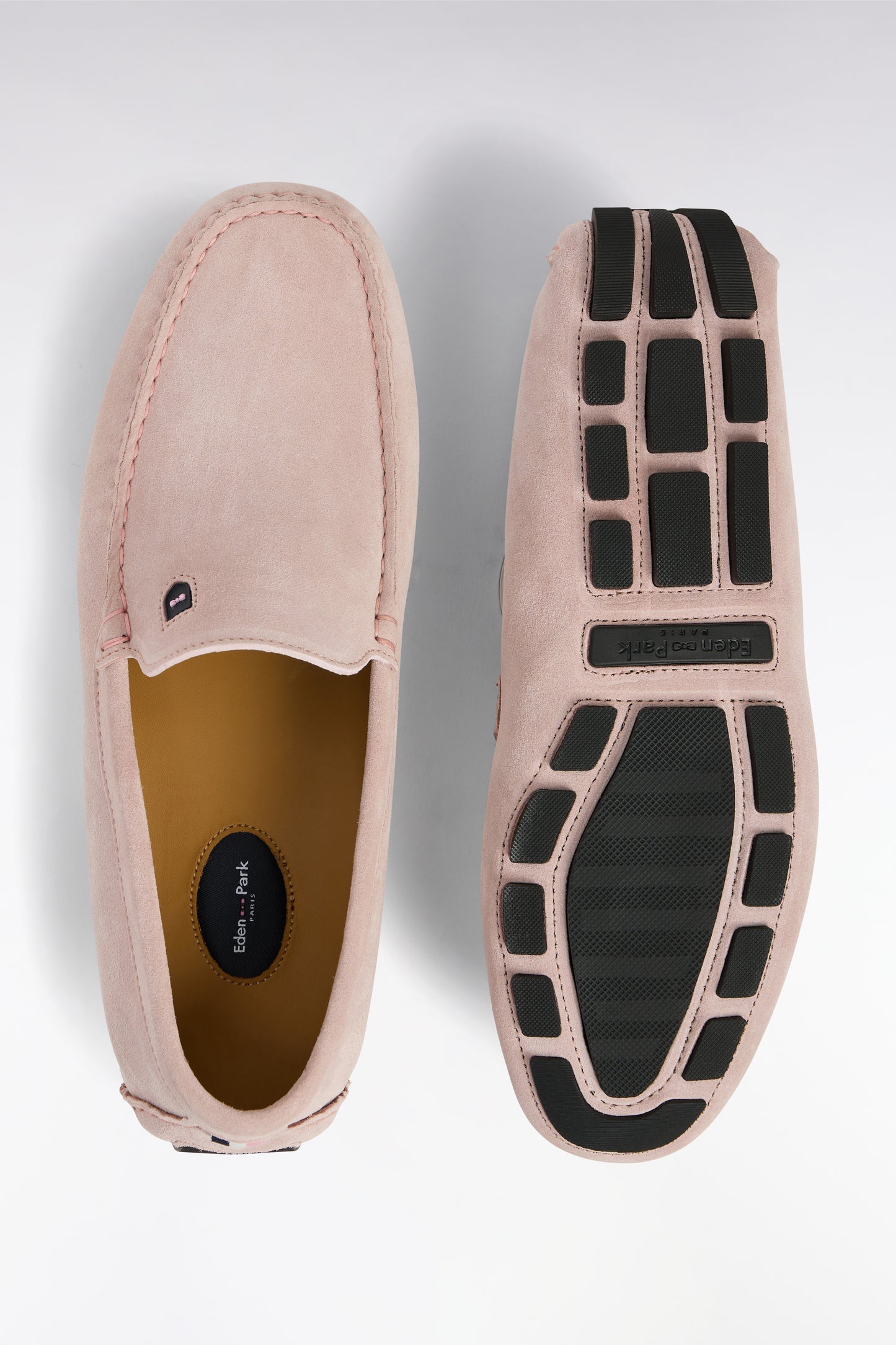 Pink suede leather loafers