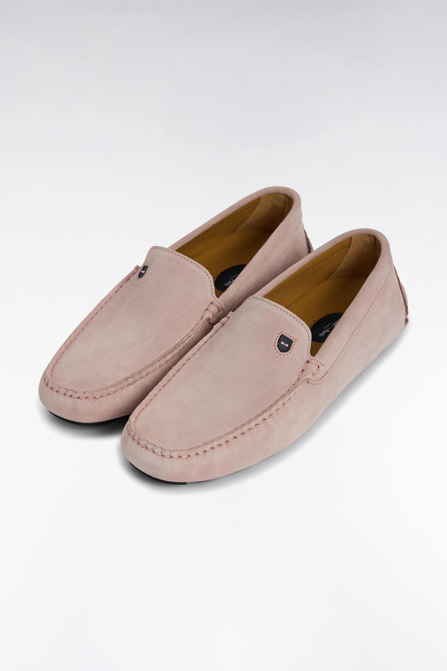 Pink suede leather loafers