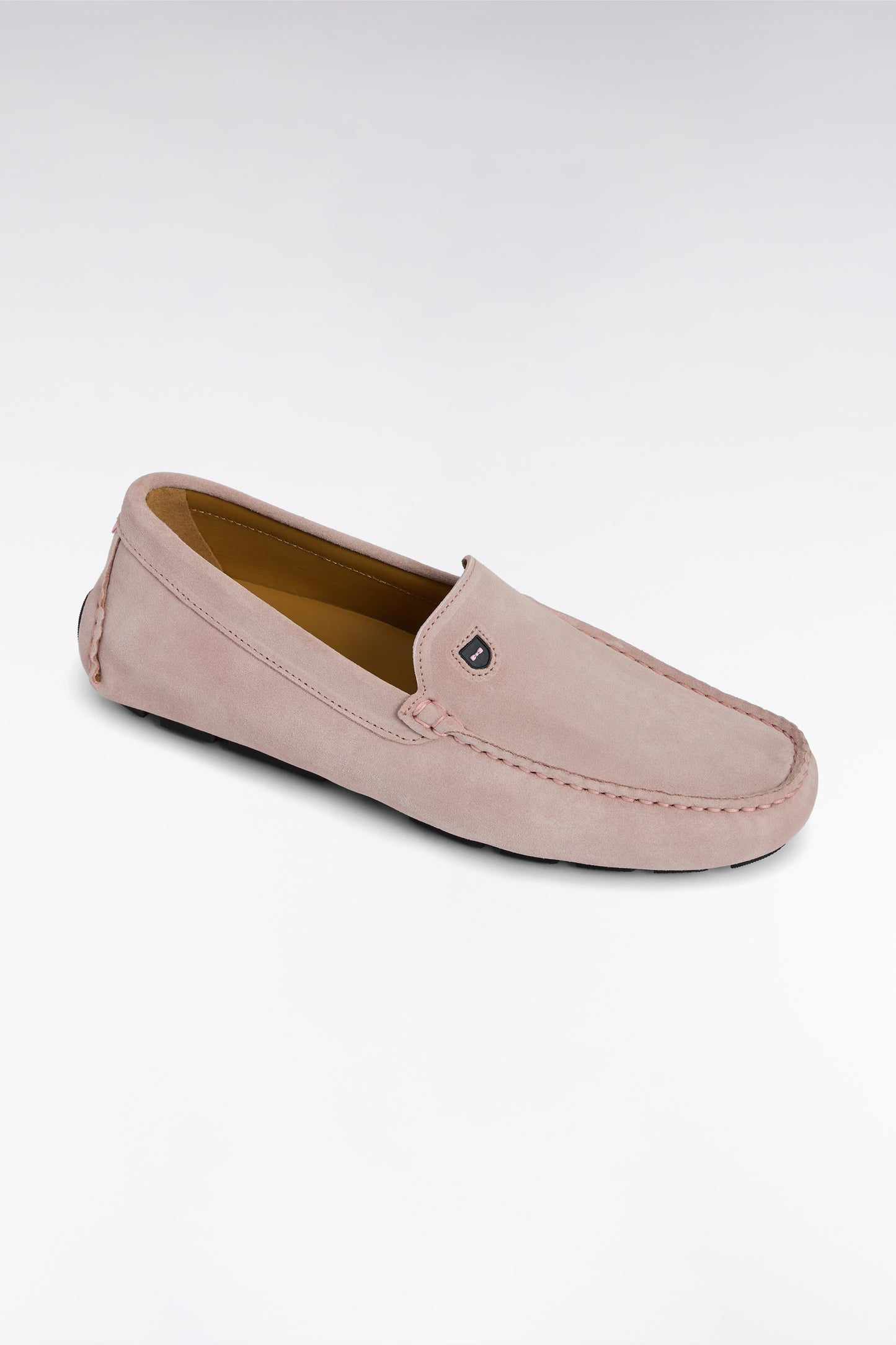 Pink suede leather loafers