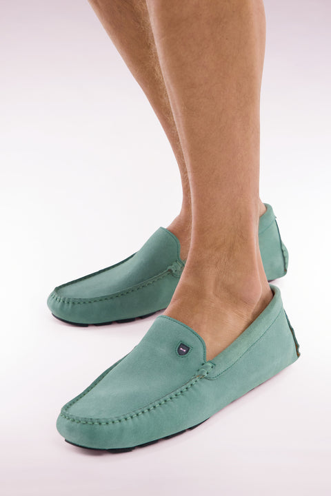Green suede leather loafers - Image 2