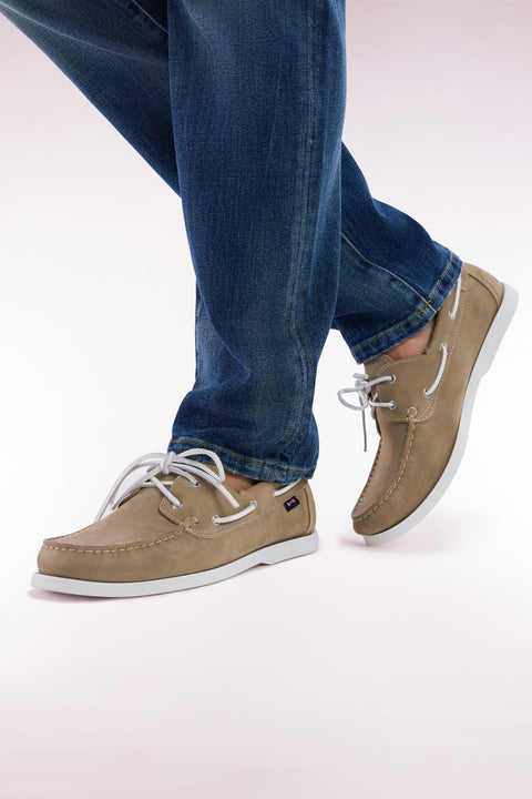 Camel suede leather boat shoes style loafers - Image 2