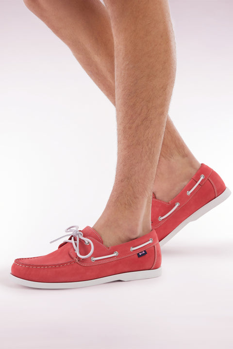 Red suede leather boat shoes style loafers - Image 2