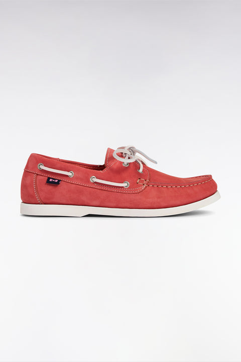 Red suede leather boat shoes style loafers - Image 1