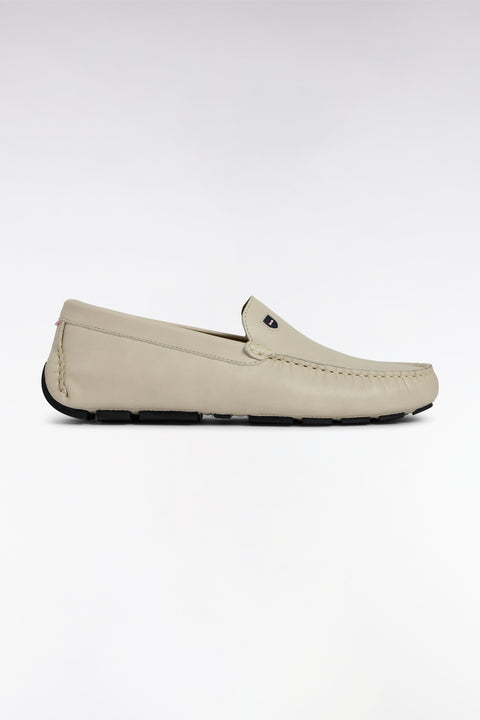 Beige split leather loafers - Image 1