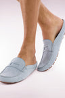 Light grey suede slipper loafers